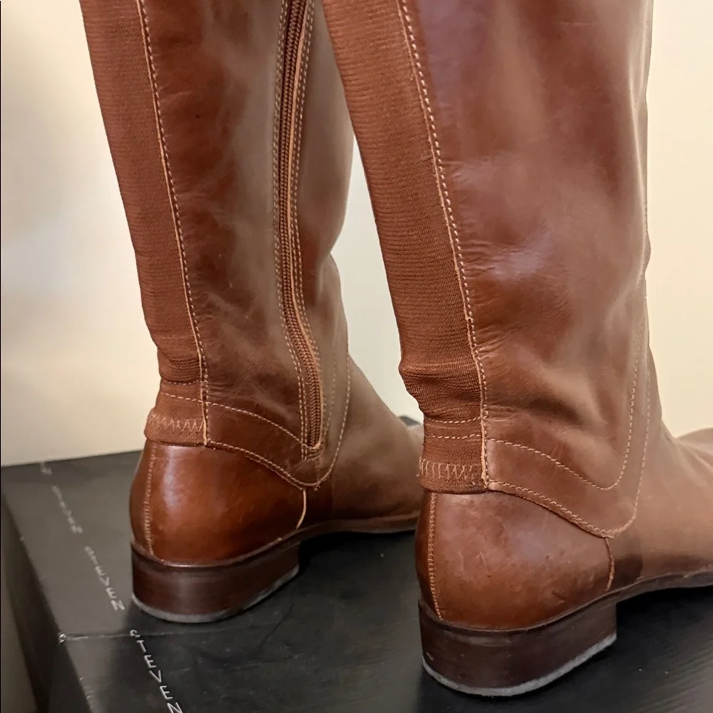 Steve Madden Sady Cognac Leather Knee High Boots Size 8 Medium
